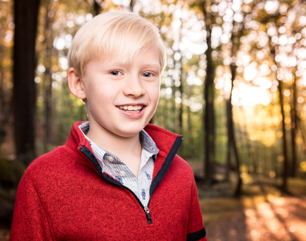 kid photography in a nature preserve at golden hour in Peekskill